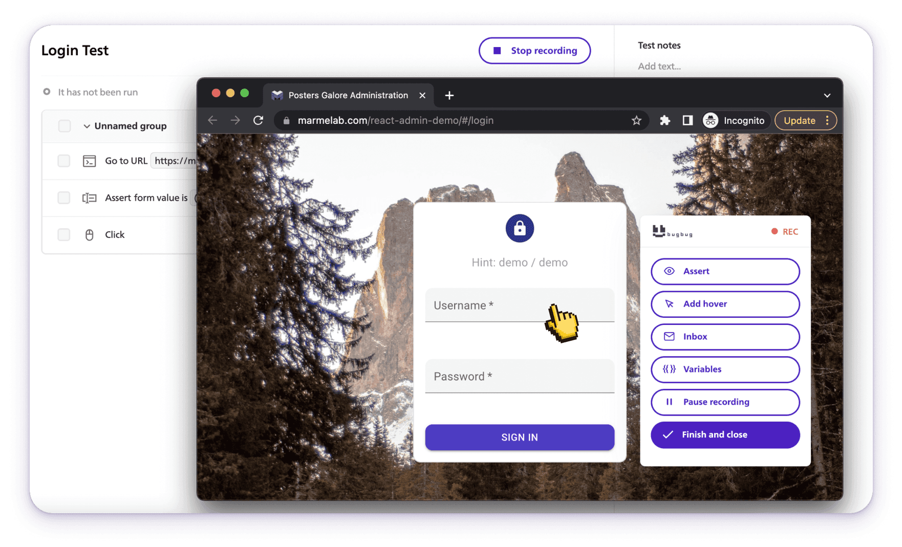 BugBug Test recorder