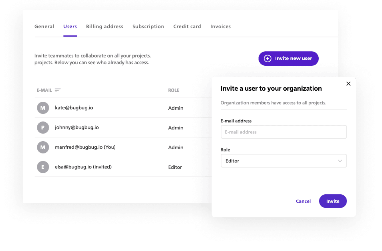 BugBug Team invite feature