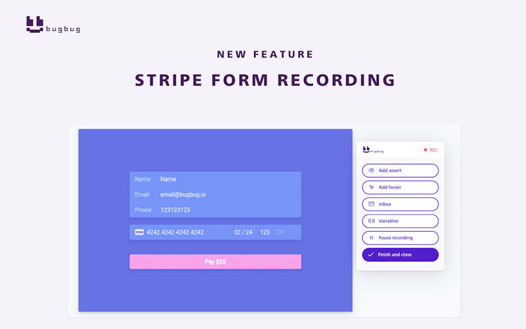 Stripe form recording with BugBug