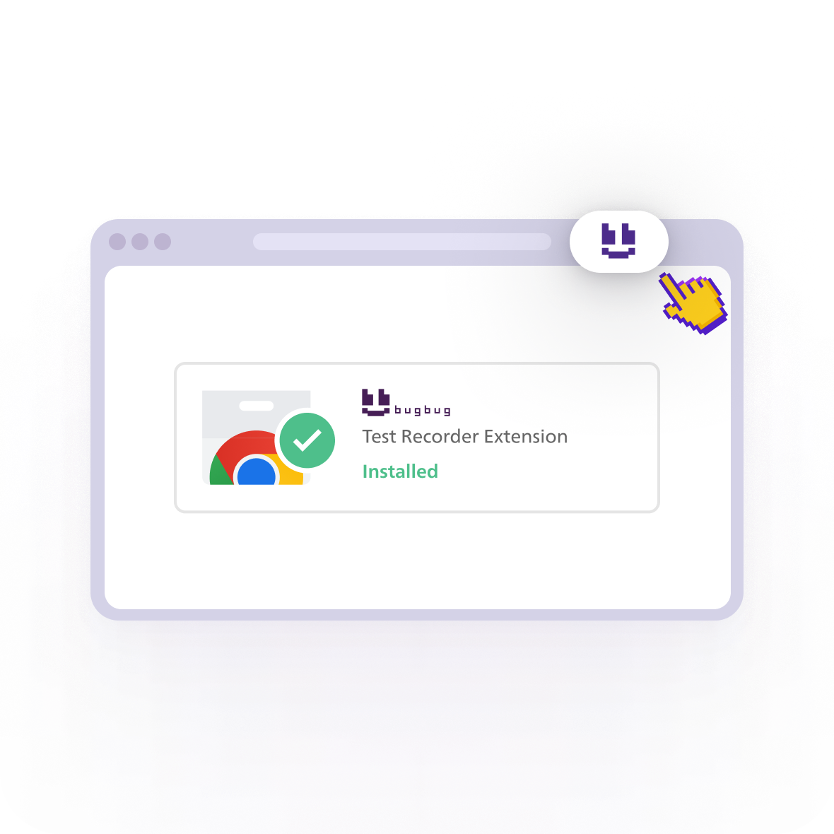 BugBug Chrome test recorder installed and ready to record a web application workflow